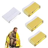 HFMYGS 4 Stück Rettungsdecke, Rettungsfolie, Emergency Blanket, Rettungsdecken, Notfalldecke, Erste Hilfe Decke Silber Gold, für Erste Hilfe Notfall (210cm X 130cm)