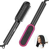 Ionen Glättbürste, PARWIN PRO BEAUTY Haarglätter Bürste, Glättungsbürste Mit LED-Anzeige, Hair Straightener Brush Mit Verbrühungsschutz, 20s Schnelles Aufheizen, 4 Temperatureinstellungen (Schwarz)