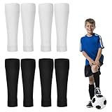 ClcIosis 8 Pcs Stutzen Kinder Fußball Stutzen Kinder, Fussballstutzen Kinder Stutzen Ohne Socken Fußballsocken Kinder Stulpen Fussball Jungs Ohne Socken Football Socks (Weiß Schwarze)