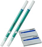LAMY ink-x 2er Set Tintenlöscher Turmaline aus Kunststoff mit Löschspitze und Korrekturspitze Breit - ausschließlich zum Löschen von königsblauer Tinte (2 Löscher + Patronen)
