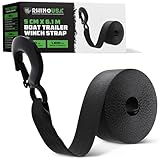 Rhino USA Bootswinschgurt mit Haken (5 cm x 6,1 m) – 1800kg Bruchfestigkeit – Ultimativer Ersatz-Winschgurt für Bootsanhänger mit Sicherheitshaken – Kompatibel mit Ponton, Jet Ski, Angelboot und mehr!