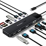 2024 Upgrade Docking Station USB C Hub 3*Display- 14 in 1, Lemorele USB C Dock 2 HDMI Adapter 4K, 3 USB 3.0, 2 USB 2.0, VGA, Type-C 3.0, PD 100W, Audio, SD/TF, für Windows, MacBook, Dell