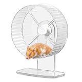 Hamsterrad, 21cm Silent Hamster Rad, Silent Wheel, Super Silent Hamster Übungsräder, Laufrad Hamster, Einstellbarer Stand Silent Hamster Rad für Hamster, Gerbils, Mäuse, Kleines Haustier (Transparent)