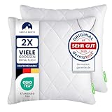Polyester Kopfkissen (40x40 cm groß) - 2er Set Kissen für Bett und als Dekokissen - Mit Reißverschluss für Füllung - Sofakissen - Zierkissen für Couch und Sofa - Ökotex - Waschbar bis 60° - Weiß