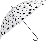 Regenschirm mit Vogelkäfig-Motiv, durchsichtig, Gehlänge, für Damen und Herren, Brolly mit Bordüre, Schwarz , Walking Length
