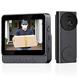 Video Türklingel mit Kamera, Drahtlose Türklingel mit 4,3 Zoll Bildschirm, 2.4G Bluetooth Verbindung, 170° HD Kamera Gegensprechanlage, Nachtsicht, Automatische Videoaufzeichnung & Bildaufnahme