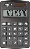 Genie 215 P8-stelliger Taschenrechner; Dual-Power (Solar und Batterie); kompaktes Design; grau