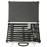 Makita D-42444 SDS-PLUS Bohrer-Meißel-Set 17-teilig im Alu-Koffer, 12x Hammerbohrer Ø 5-14 mm, 2x Spitzmeißel, 2x Flachmeißel, 1x Breitmeißel, für Beton und Mauerwerk
