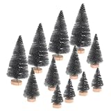 Kichvoe 12Stücke Künstliche Schwarze Kiefern für Halloween Dekoration Mini Pflanzenbäume für Spukh Garten Langlebige Requisiten Sisaljute
