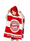 FC Bayern München | Badeponcho| Handtuch mit Kapuze | Kinder | Rot/Weiß