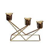 Display Kerzenständer, 2/3/4 Arme, goldplattiert, Kerzenhalter für Tischläufer, Taper, Hochzeit, Dekoration, Kerzenhalter (Farbe: drei Köpfe)