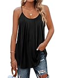 DUOEASE Spaghetti Top Damen Schwarz Sommer 2025 Locker U-Ausschnitt Damen Tank Top Sommer Damen Oberteile Elegant XL
