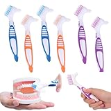 6 StüCk Doppelseitige ProthesenreinigungsbüRsten, Zahnprothesen BüRste, ProthesenzahnbüRste, ProthesenbüRste, ZahnbüRste FüR Prothesen, Ergonomische GebissbüRste Mit Mehrschichtigen Borsten