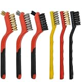 6PCS Drahtbürste Handdrahtbürstenset Drahtbürsten Set mit Edelstahlbürste Messingbürste, Nylonbürste, Metallbürste für Holz,Rostentferner Metall, Reinigung Schweißschlacke Ölflecken Stahlbürste
