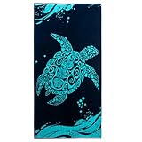 DecoKing Strandtuch groß 90x180 cm Baumwolle Frottee Velours Badetuch blau dunkelblau Marineblau weiß Turtle
