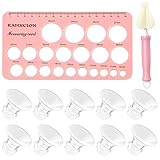 Flanschgrößen-Set 10 Stück 13/15/17/19/21mm Mit Brustwarze-Messkarte & Reinigungsbürste,Brustpumpen-Zubehör,Silikon Milchpumpen Flansch Einsatz Set für 24mm Brustpumpen-Schutzhüllen/Zubehör