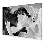 B&D XXL - Wandbilder XXL XXL Coffee & Milk 120x80cm Leinwandbild 1 tlg Leinwand Bilder Wand Deko Wandbilder Wohnzimmer Bild Leinwandbilder Wandbild Groß - Abstrakt Paar Gesichter Schwarz & Weiß