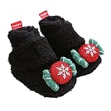 Unisex Baby Krabbelschuhe Cartoon Weihnachts Stiefelchen Cozy Fleece Winterschuhe Warmschuhe Neugeborenes Stiefel Booties Sock Shoes Lauflernschuhe für Baby 0-18 Monate