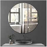 Sqinor Spiegel Rund 40cm Kleben Rahmenlos HD Glas Modern Spiegel Wand, Selbstklebend Wandspiegel Klebespiegel Dekorative Aufkleben Spiegel für Bad Wohnzimmer Schlafzimmer Flur