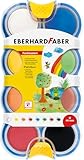 EBERHARD FABER 577009 - Farbkasten Mini Kids 8 Farben, Wasserfarbkasten mit Deckweiß und Mischpalette, Wasserfarben Ø 44 mm für Kinder