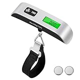 Brencco Kofferwaage Digital mit Haken, Tragbare Elektronische Gepäckwaage 50KG / 110 lb, Digitalwaage Tara-Funktion Praktisch Digitale Hängewaage für Reise mit Haken