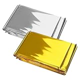 SIRLOMU 2 Stück Extra Stark Rettungsdecke Rettungsfolie Notfalldecke Erste Hilfe Decke Für Erste Hilfe Wandern & Camping Und Outdoor (210 X 160cm) (Gold Silber)
