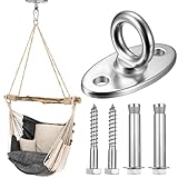 SANDUNKEJI M8 Deckenhaken Schwerlasthaken, Schwerlast Schaukelhaken, Augplatte Edelstahl Ösenplatte für Holzbalken Boxsack Deckenhalterung Hängesessel Yoga Hängematte Befestigungs, bis 500kg