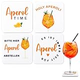 MEJOSER 4 Stück Aperol Untersetzer aus Filz Lillet Aperoli Geschenk für Aperolliebhaber Tischdeko Mottoparty Karneval Fasching Weihnachten Orange (Aperol)