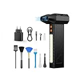 XJUGEZ Elektrische Staubgebläse, Wiederaufladbar Staubgebläse mit zwei Luftauslässen und Taschenlampe für Camping, 180.000 U/min Mini-Gebläse mit 4 Windgeschwindigkeit fürs Auto, Indoor und Outdoor