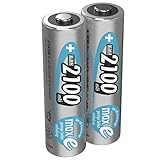 ANSMANN Akku AA Mignon 2100mAh 1,2V NiMH - wiederaufladbare Batterien AA Akkus maxE (geringe Selbstentladung & vorgeladen) ideal für Spielzeug, Funk-Tastatur/Maus, Wii & Xbox Controller (2 Stück)