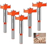 5 Stück Forstnerbohrer Set, Holzbohrer set, für Astlochbohrer Set,Fräsbohrer Holz mit Drei Positionierung (30mm, 40mm, 45mm, 50mm, 60mm) (5)
