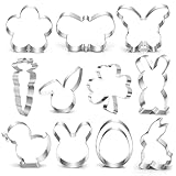 Osterhasen Ausstecher Set, 12 Stück Ausstechformen Ostern, Osterplätzchen Ausstecher, Keksausstecher Ostern, Edelstahl Ausstechformen Osterei, Hase, Eierhase, Karotten