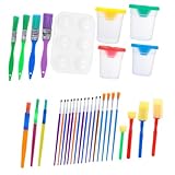 Healeved Kindermalset 31 Stück mit Farbbechern Paletten und Pinseln Schadstofffreie Malutensilien für Kindergarten und Kinderkunst