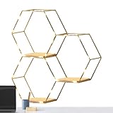 CENMOO Honeycomb Wandregale Waben Regale mit Licht, geometrische Regale für Wanddekorationen, sechseckige Dekorationen für Wohnzimmer, Küche, Schlafzimmer, Badezimmer, Arbeitsplatz