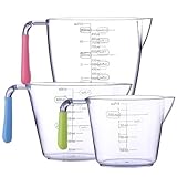 Kunststoffkrüge, 3pcs Messkrug, 200 ml/400 ml/900 klares Plastikwasser mit Griff, bpa-freie einfrierbare und erwiderbare große Messbecher zum Kochen, Backen