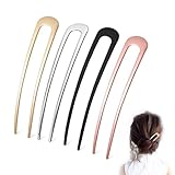 4 Stück French Hair Pin,Haarnadeln,U Haarnadel Pins,Französische U-förmige Hairpin Twist Clip,Damen für Haarknoten Haarspange,Metall förmige Gold,Haar Zinken Französisch,Metallspange Rutschfeste