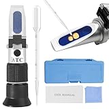 WIYETY 4-In-1 Frostschutz Refraktometer Handrefraktometer Kühlmitteltester, Kühlwasser Messgerät für Ethylenglykol, Kühlwasser Scheibenwasser Batteriesäure Harnstoffkonzentration des