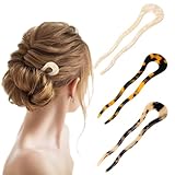 3 Stück U-Förmige Haarnadel,Mabor Vintage French Hair Pin Haarnadel-Gabel Twist Hair Pin Französischer Stil Haarnadeln French Style Haarstäbchen U-Form Haargabel für Frauen Haarstyling Zubehör
