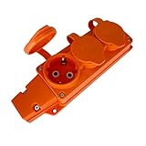 Gummi 3-Fach Schuko Steckdose IP54 Orange - Robuste spritzwassergeschützte Außensteckdose mit Klappdeckeln - Mehrfachsteckdose für Garten, Werkstatt, Garage und Baustelle - Horoz Electric