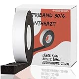 Kompriband Acryl 300, 30/6, 5,6m lang, 30mm breit, expandiert auf 30mm, anthrazit, Abdichtungsband für Türen, Fenster & Mauerfugen, Quellband, Dichtungsband, Fugenband