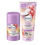 Balea 2er-Set : Anti-Wundreib Stick Summer Island, 25 g + Körperlotion Schimmer Summer Island, 200 ml + Bonus: Weiche Silikon-Gesichtsreinigungsbürsten