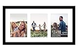 Americanflat 25x51 cm Bilderrahmen Collage Schwarz - Zeigen Sie drei 13x18 cm Fotos an Ihrer Wand an - Bilderrahmen 3 Bilder für Bilder der Familie - Verbundholz mit Plexi-Scheibe