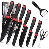 FIVE COWS Küchenmesser-Set, 8-teilig, Küchen Messerset ink. Sparschäler, Küchenschere und Brotmesser, Edelstahl, Kochmesser Profi Messer, Fleischmesser Extrem Scharf, Geschenk zum Einzug