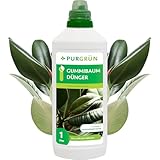 Purgrün® Gummibaum-Dünger 1 Liter – Glänzende Blätter und gesundes Wachstum dank Guano – Vollumfängliche Versorgung mit Spurennährstoffen – Ergiebige Grünfpflanzendünger für ca 400 Liter Gießwasser