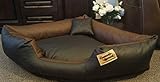 Hundebett Eckbett Hundesofa Schlafplatz Kunstleder Canto (100 cm X 100 cm, Schwarz Braun)