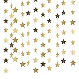 AYESY Glitzer Stern Girlande, 6 Stück 4m 78 Fuß Sternen Papier Girlande Deko Hängende Sternengirlande Papiergirlande mit Reflective für Geburtstag Karneval Jubiläen Hochzeiten Partydeko (Gold)