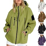 Generisch Sweatjacke Damen mit Kapuze Zip Hoodie Oversize Übergangsjacke Langarm Kapuzenjackes Reißverschluss Sweatshirt Bequeme Jacke Sport Blousons Jacken Bomberjacke Kapuzenpullover