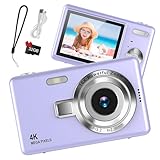Digitalkamera 1080P FHD Kompaktkamera 44MP Kamera mit 2,4“ LCD Bildschirm 16X Digitalzoom Einfache Vlogging Tragbare Digitalkamera mit 32gb SD Karte für Kinder Teenager Studenten Anfänger (violett)