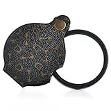Greyoe 15-fache Taschenlupe, Tragbare Lupe, Faltbare Leselupe, Hd Lupen, Lederetui Lupenbrille Leselupe für Senioren Kann zum Lesen von Zeitungen, als Dankeschön und als Geschenk Verwendet