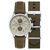 AVI-8 Hawker Hurricane Herren-Chronograph, 43,5 mm, mit Lederband, AV-4011, kakigrün